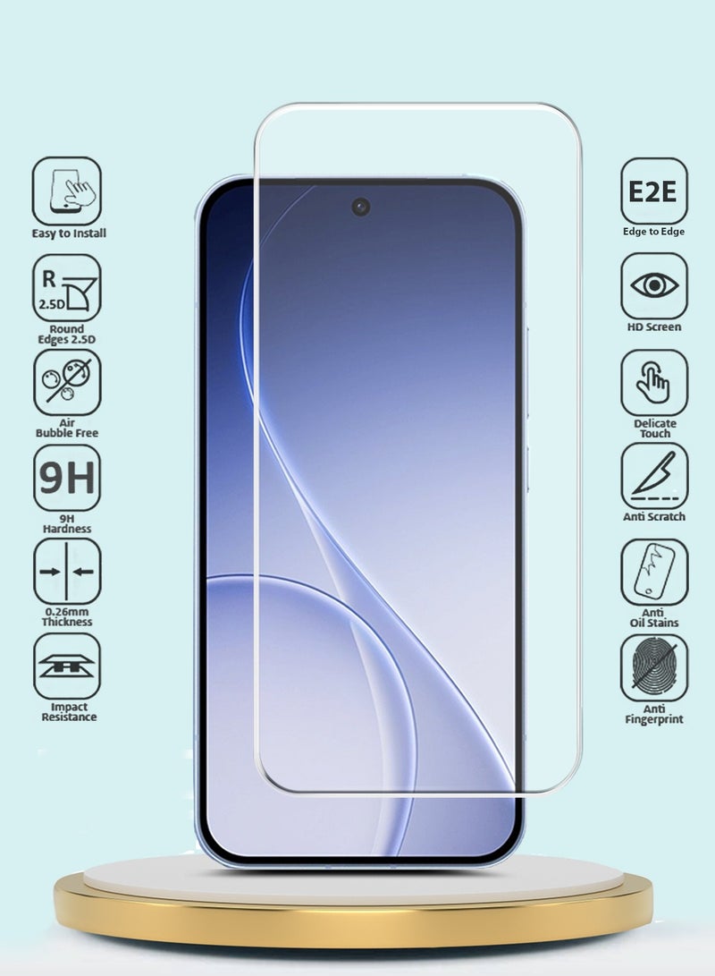جيماكس واقي شاشة زجاجي مقوّى 9H 2.5D بسلسلة Premium من Oppo Reno15 F 5G 2026 GMAX بحواف منحنية - شفاف - Image 2